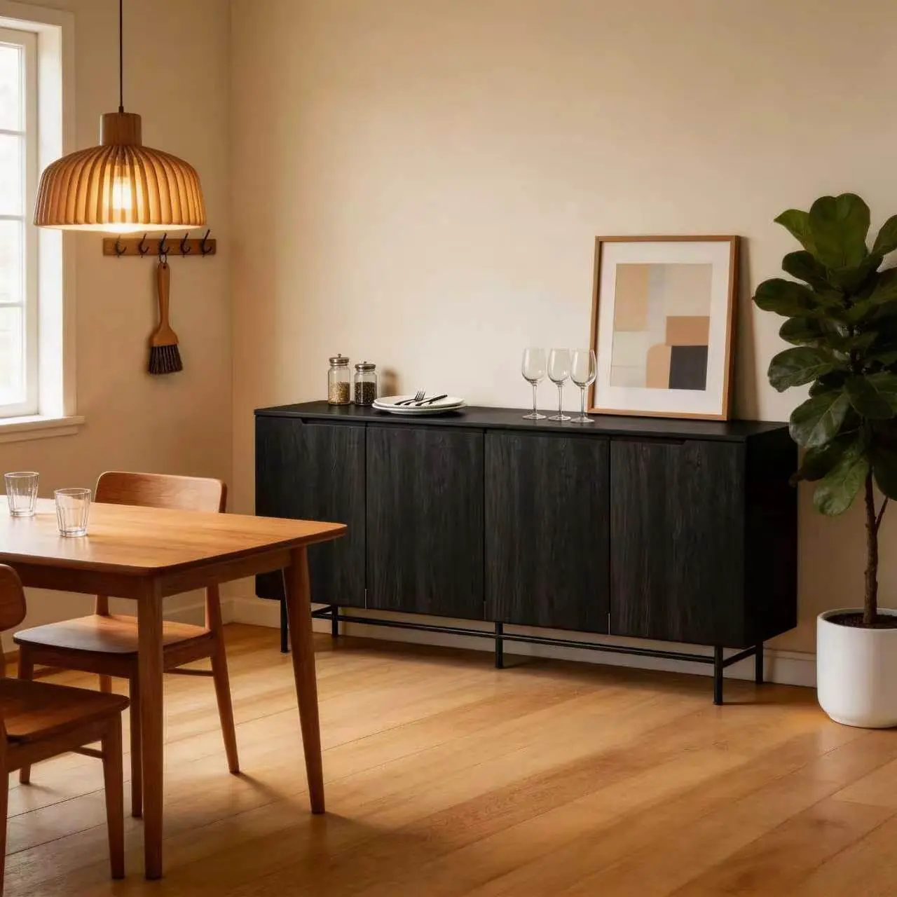 Black Fluted Sideboard Cabinet