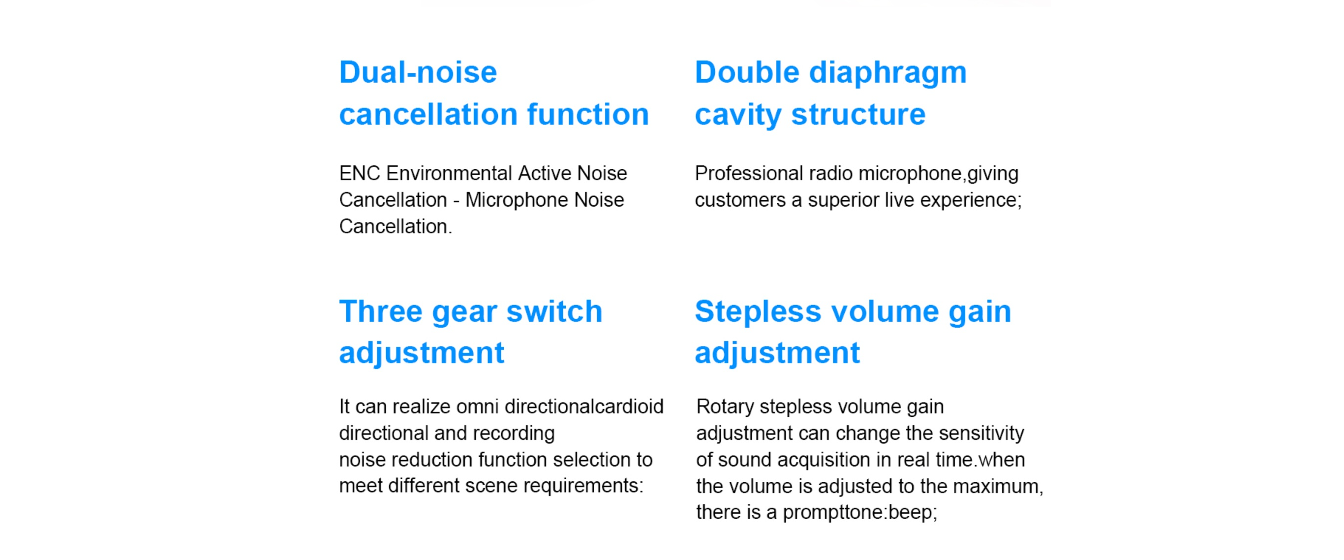 Dual-Diaphragm Cavity, 3 Pickup Modes, Stepless Gain Control