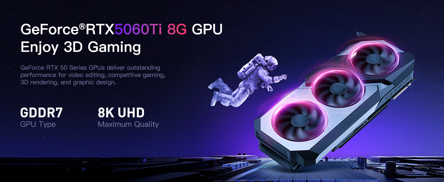 Rmatamini Gaming PC-Windows 11-Intel Core i5-14400F-Nvidia GeForce RTX 5060ti 8GB-DLSS 4-RAM 32GB DD