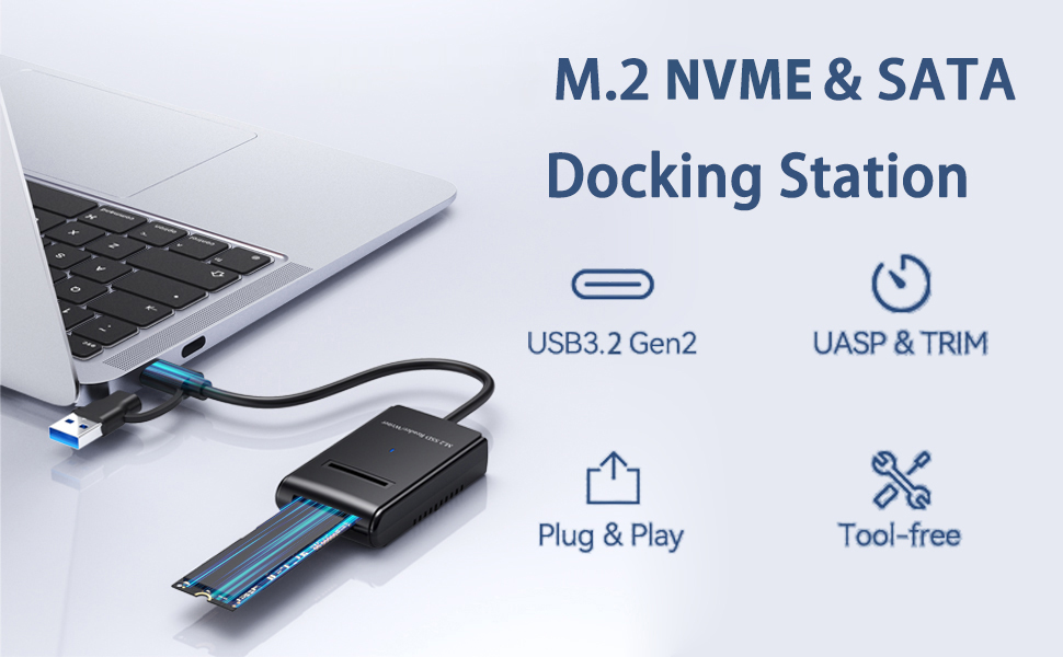 M.2 NVMe&SATA Reader ,M.2 SSD to USB A C Reader Adapter