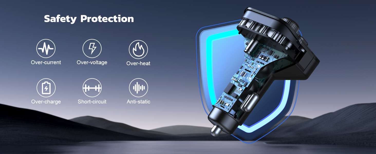 Upgrade Bluetooth 5.3 Car Adapter [PD 36W+QC3.0 18W], 2-in-1 FM Transmitter [Dual Stronger Mics] & F