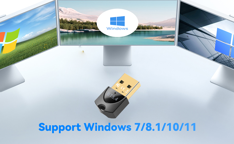 Compatible with Windows OS 5.4 Bluetooth stick supports Windows 11/10/8.1 plug and play.  Windows 7