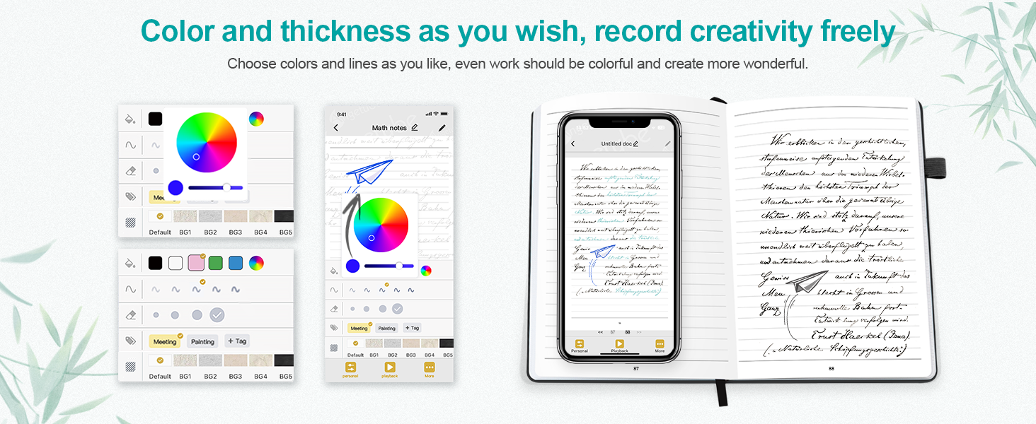 Color and thickness as you wish, record creativity freely