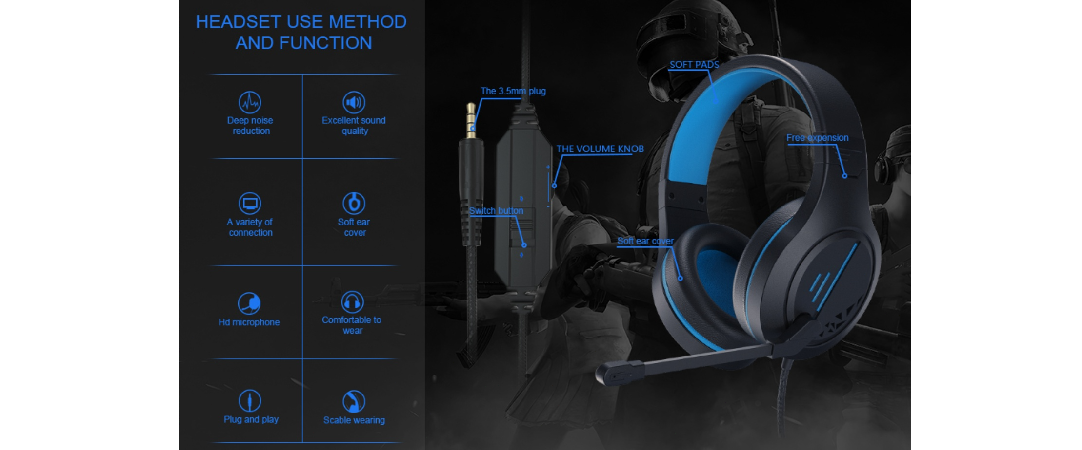 EACH MH601, gaming headset, features, 3.5mm wired