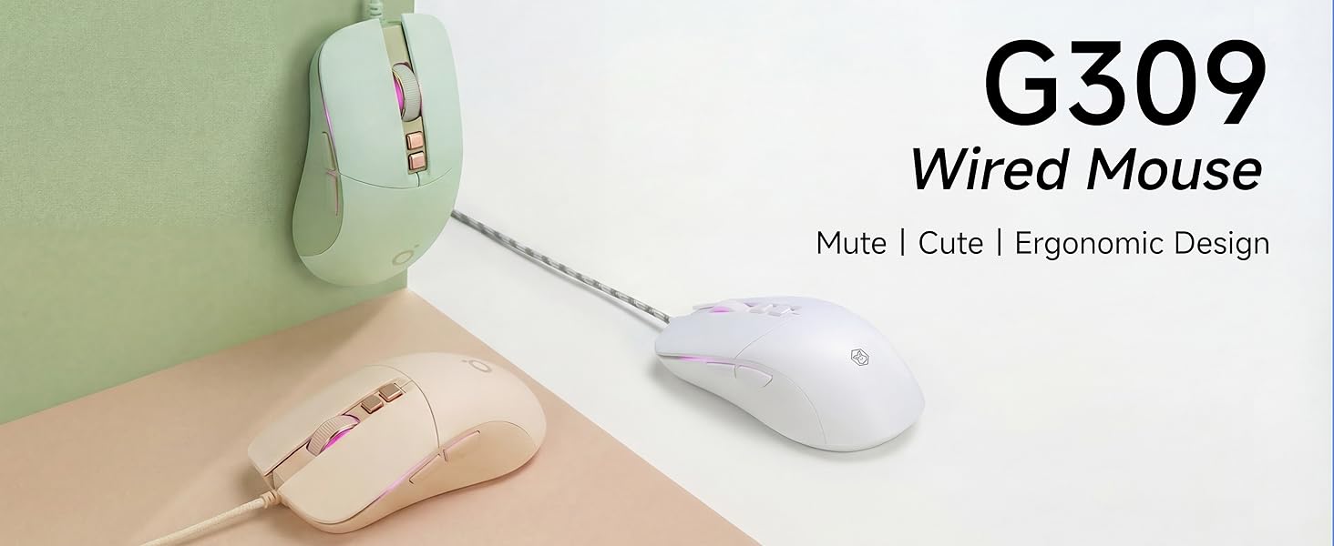 Wired Gaming Mouse, 7-Button Ergonomic Computer Corded USB Mouse with 2400 DPI