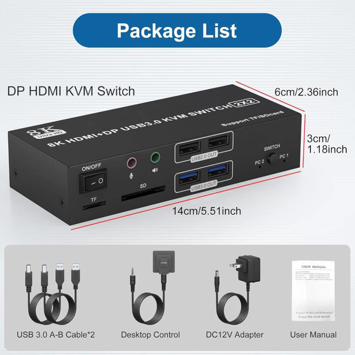 Plug and Play Power: Connect the DC 12V adapter to the KVM. Input: Each computer requires 1 HDMI, 1