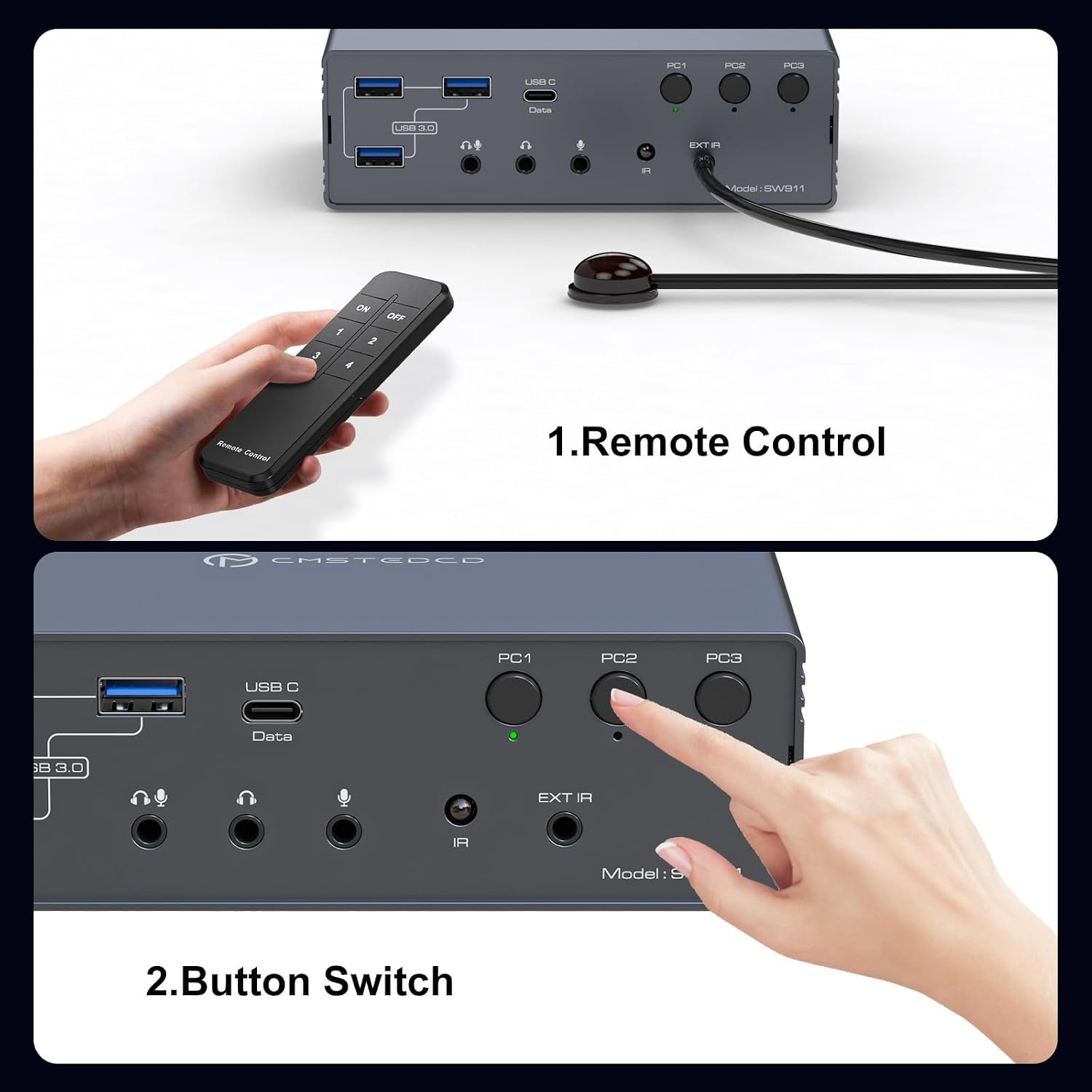 KVM Switch 2 Monitors 3 Computers, 16-in-1 KVM Docking Station 4K@120Hz for M1/M2/M3/M4 with Etherne