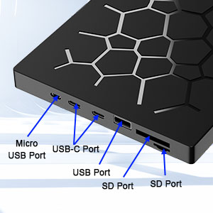 7 in 1 Design The external Blu-ray drive has an independent SD/TF card slot, 2 Type-C interfaces, 2