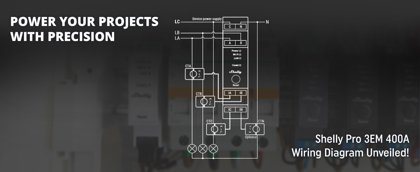 Shelly Pro 3EM 400A - Wiring Diagram