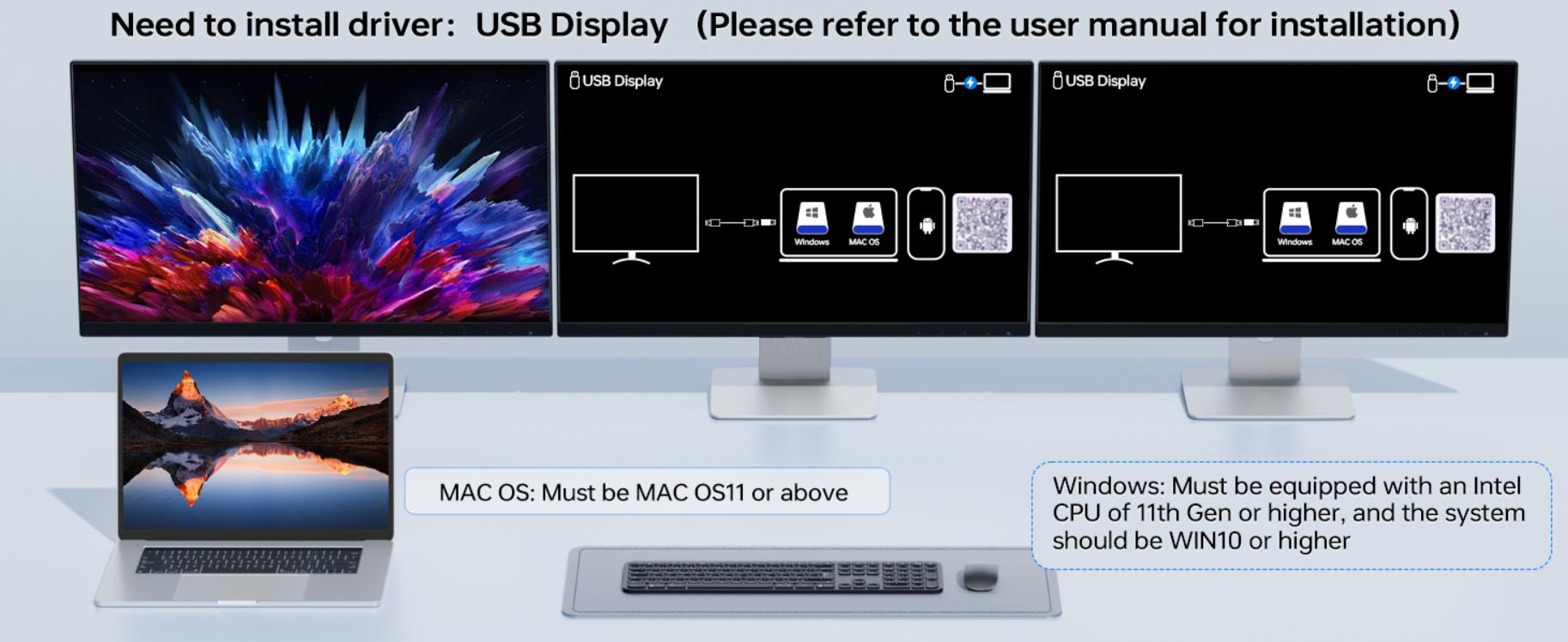 USB C KVM Switch 3 Monitors 2 Laptops 4K 1080P@60Hz,USB-C Docking Station Triple Monitor KVM Switche