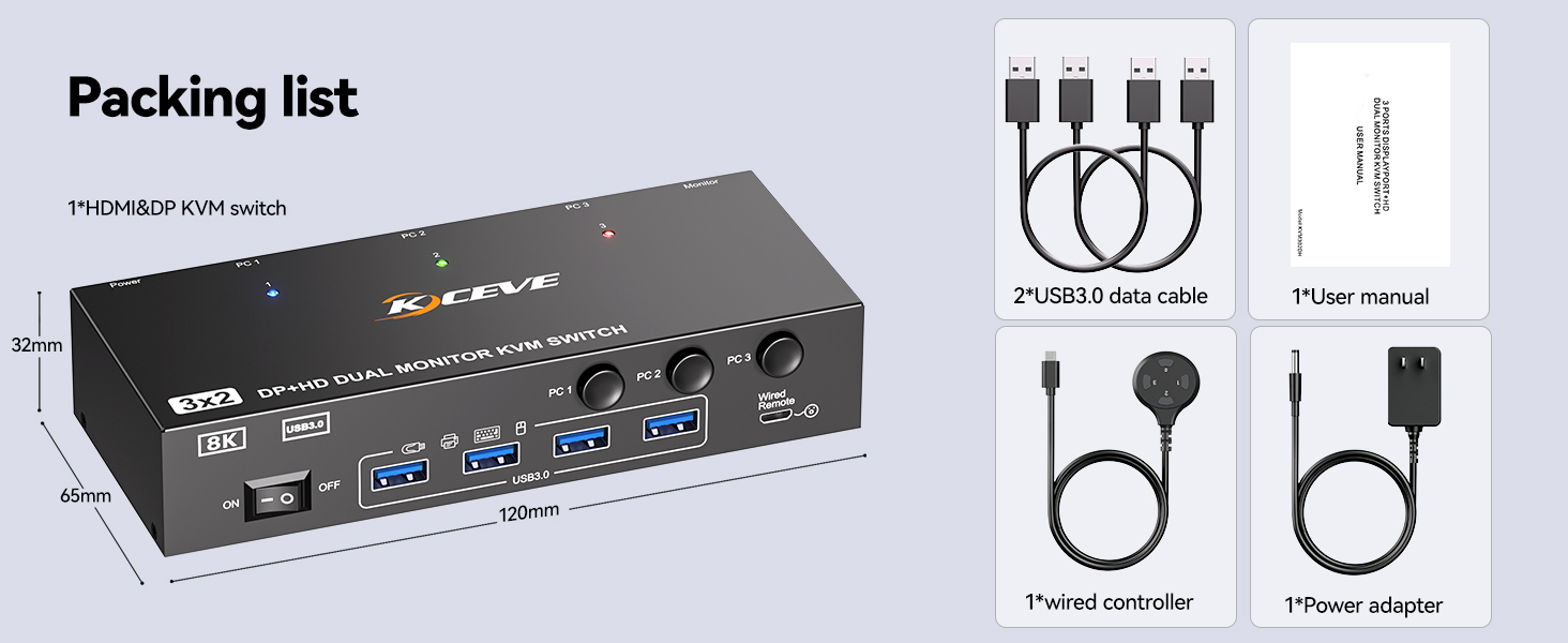 This KVM switch displayport hdmi perfect for hooking up 3 computers or laptops to share one set of