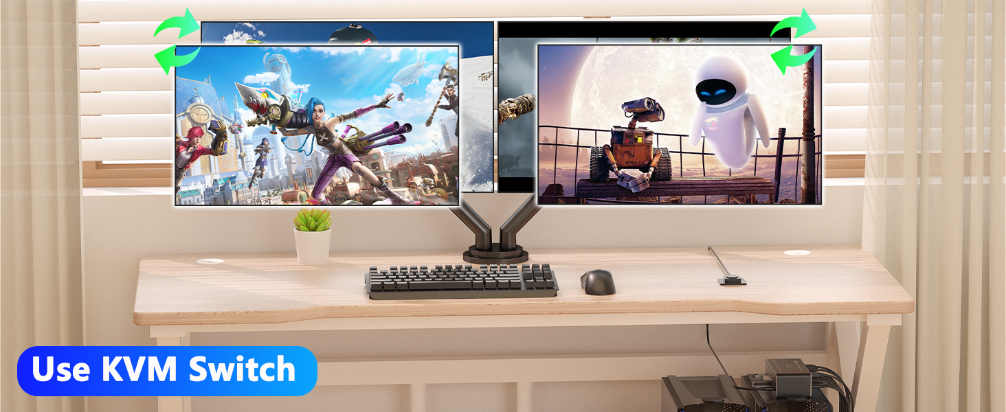 KVM Switch 2 Monitors 2 Computers, 8K HDMI + Displayport Dual Monitor KVM Switch for 2 PC Share 2 Mo