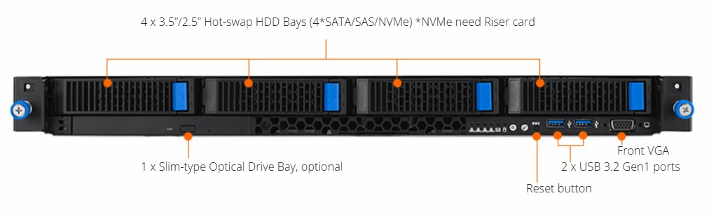 ASUS RS300-E12-RS4-1G4 1U Rackmount Entry Server