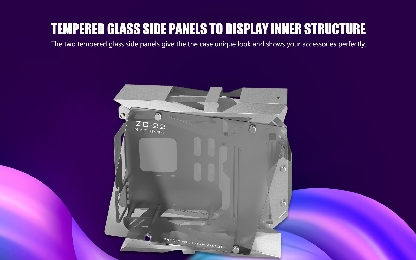 Zeaginal ZC-22 Mint Prism Tempered Glass Computer Case-Silver