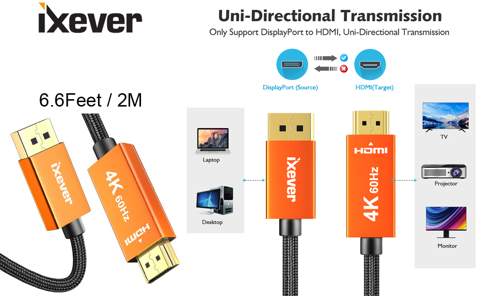 ixever displayport to hdmi adapter cable 6ft