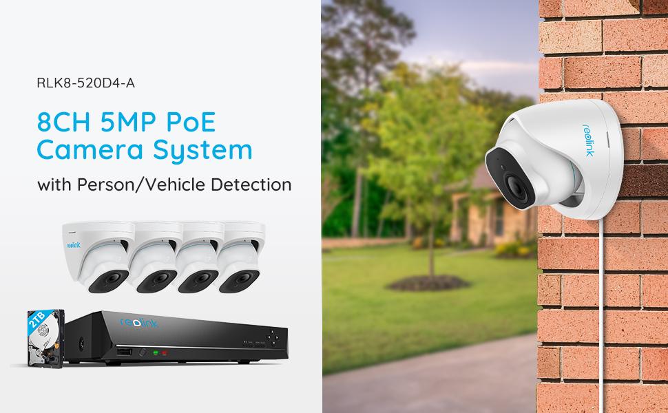 Reolink 5MP Security Camera System, 4pcs 5MP Person/Vehicle