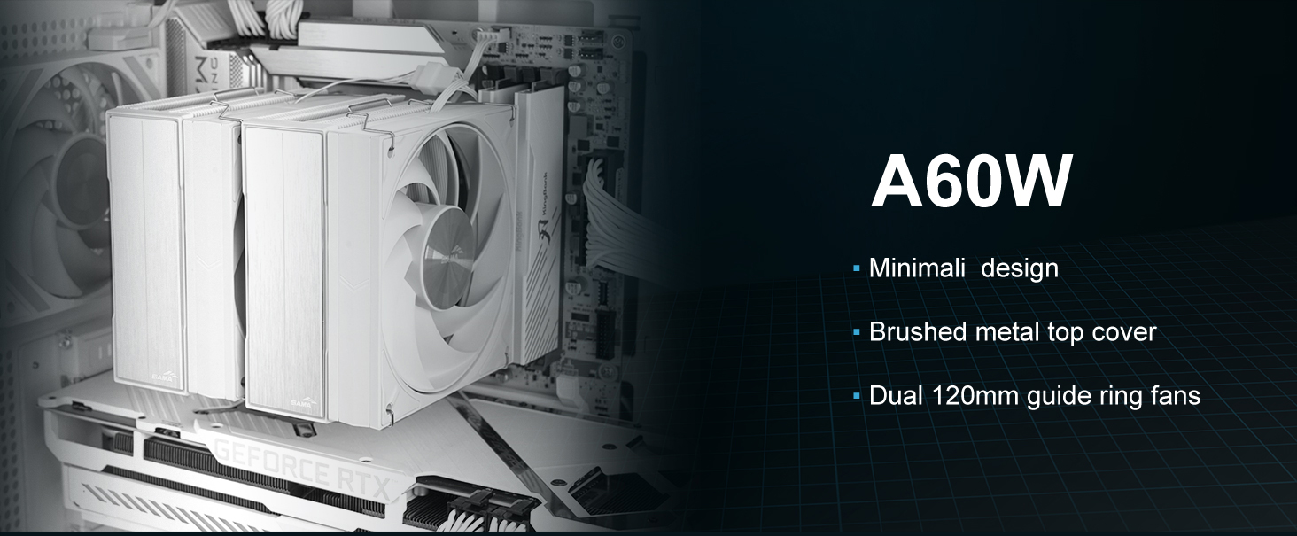 SAMA A60W Dual-Tower CPU Air Cooler White
