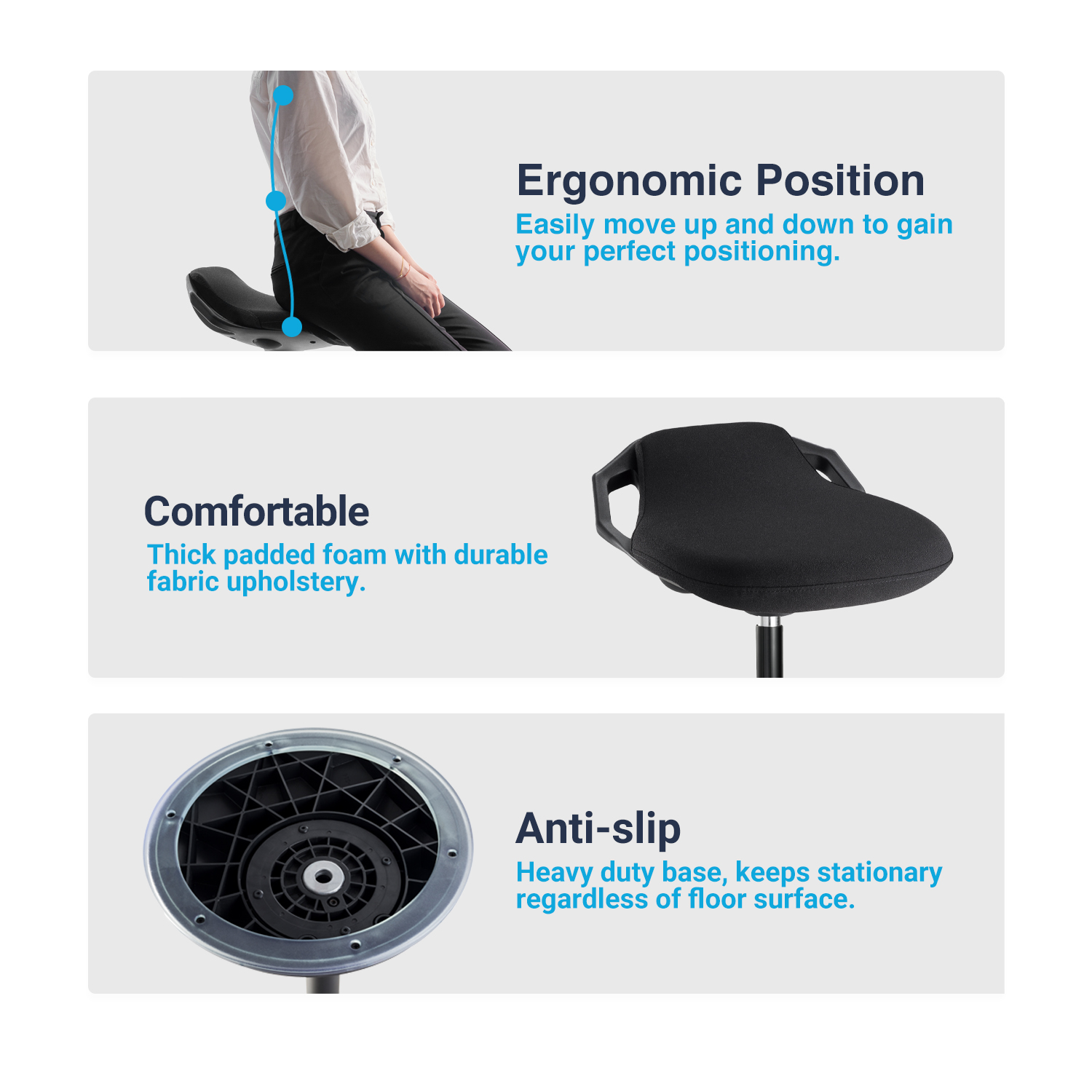 pro active wobble stool, ergonomic sit stand chair, adjustable active seating, core engagement stool