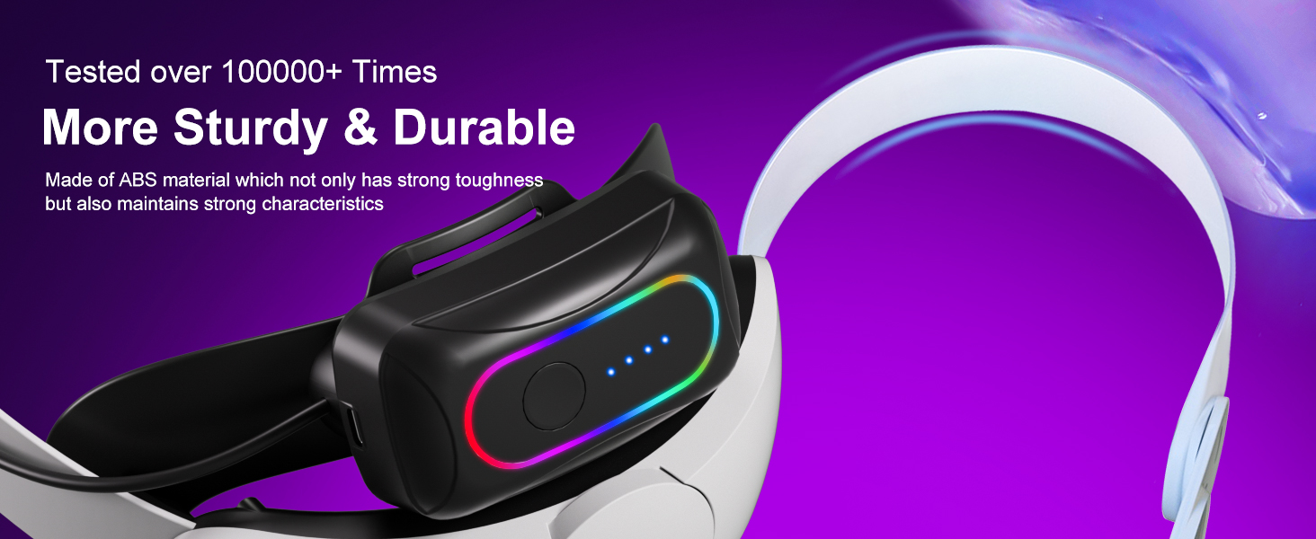 10000mAh Battery Head Strap for Me-ta Quest 3S/3 with Cool RGB and Magnetic Battery Design