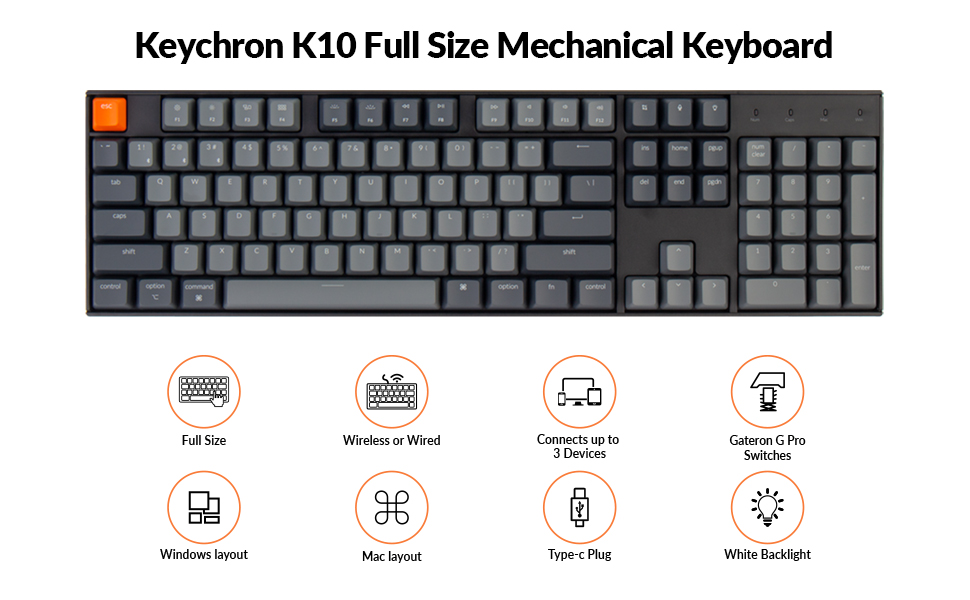 Keychron K10 Full Size Mechanical Keyboard