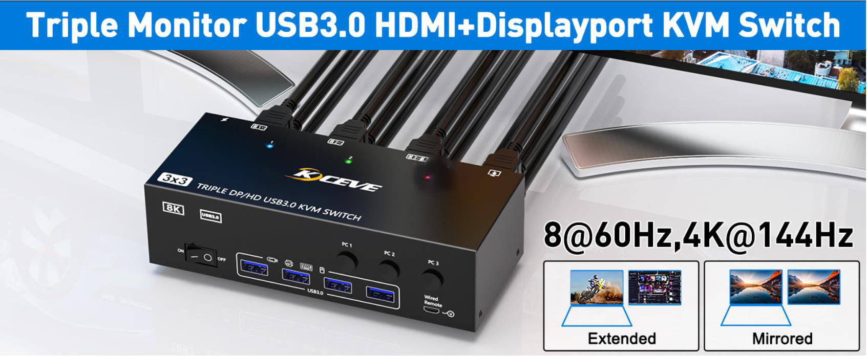 3 PC share 3 Monitor and 4 USB3.0 Devices