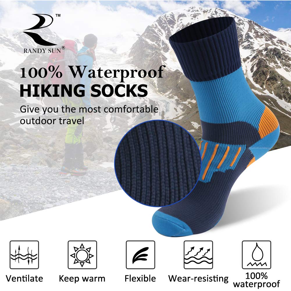 RANDY SUN Mens Breathable Ventilated Cushioned Quarter Trekking Waterproof Sock 