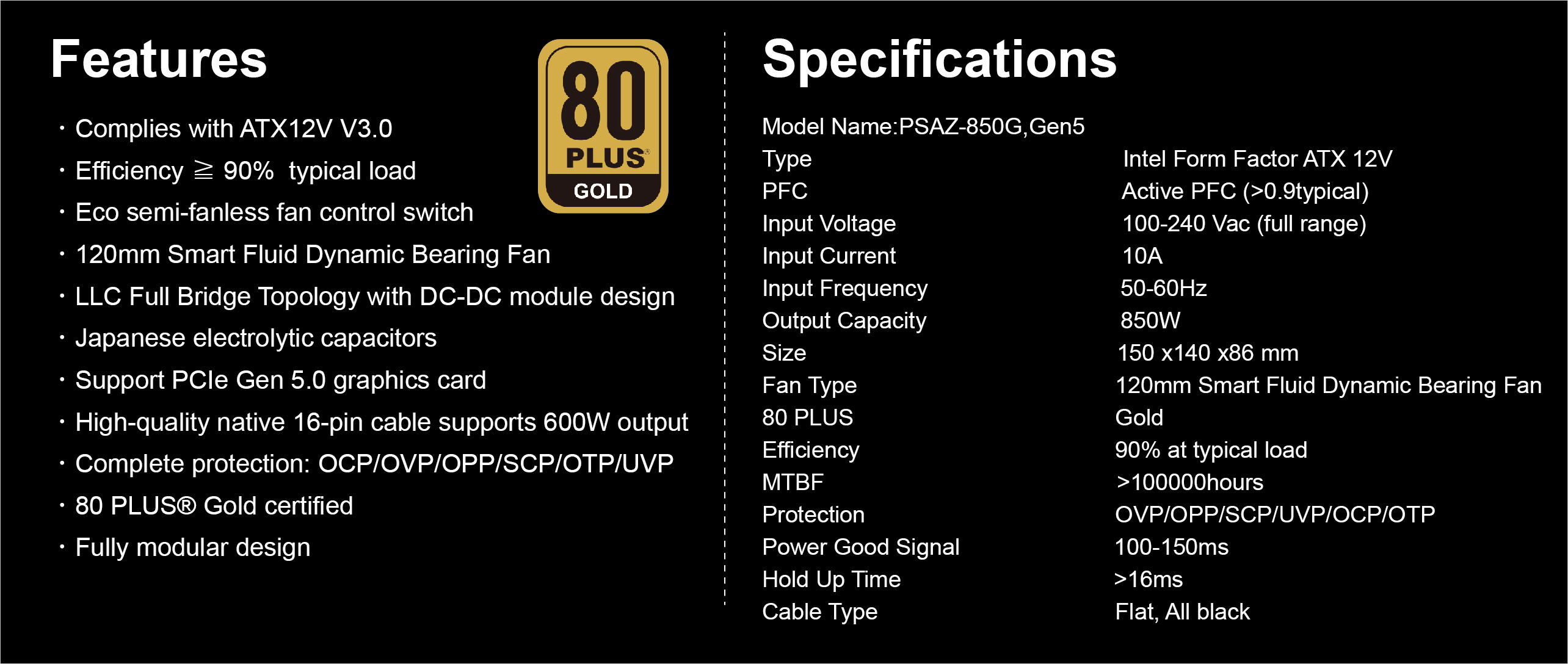 AZZA PSAZ-850G ATX 3.0-6