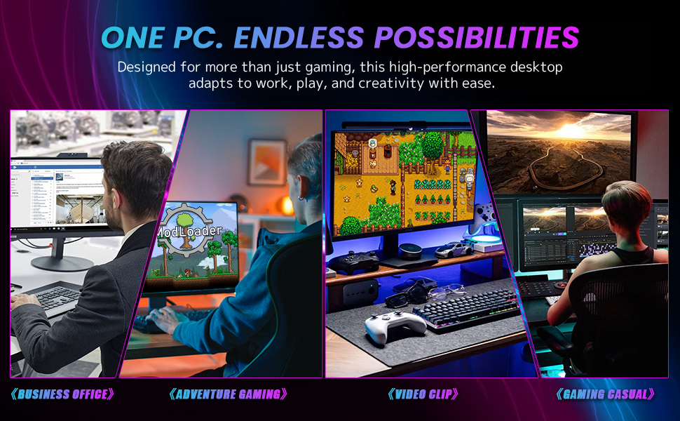 Suevery Gaming PC Desktop - AMD Ryzen 7 5700X, NVIDIA RTX 5060 8GB, 16GB DDR4, 1TB NVMe SSD, RGB li