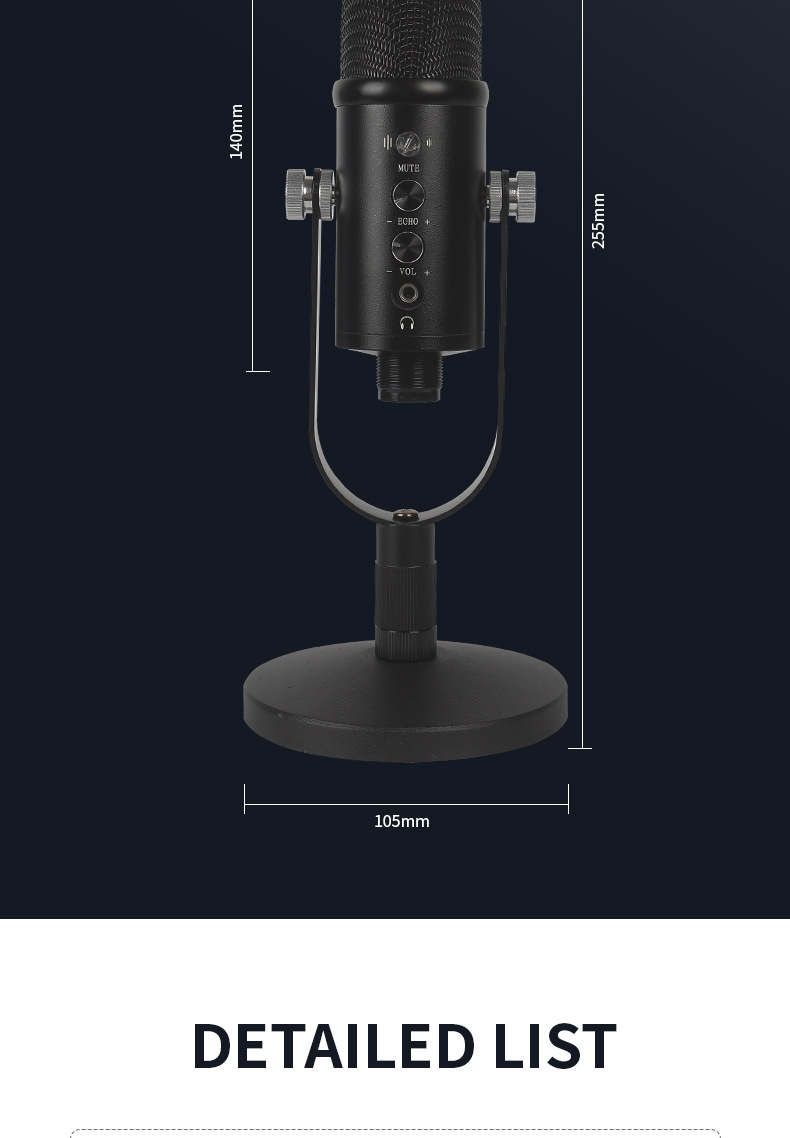 USB Streaming Podcast PC Microphone Studio Cardioid Condenser