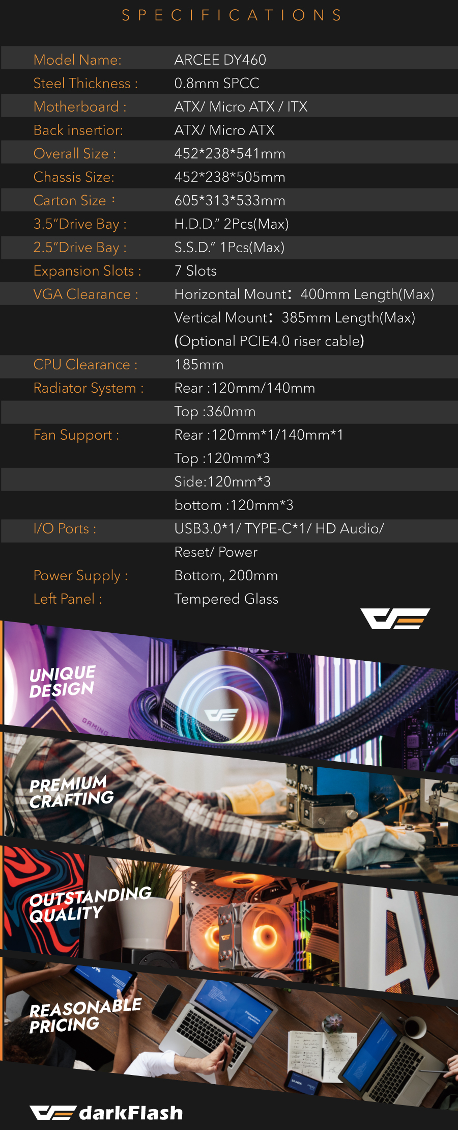 darkFlash DY460 ATX PC Case