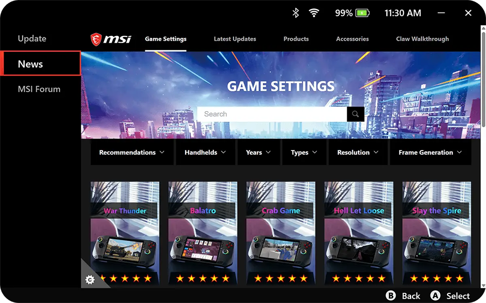 MSI CLAW 8 EX AI+ CG3EM Gaming Handheld