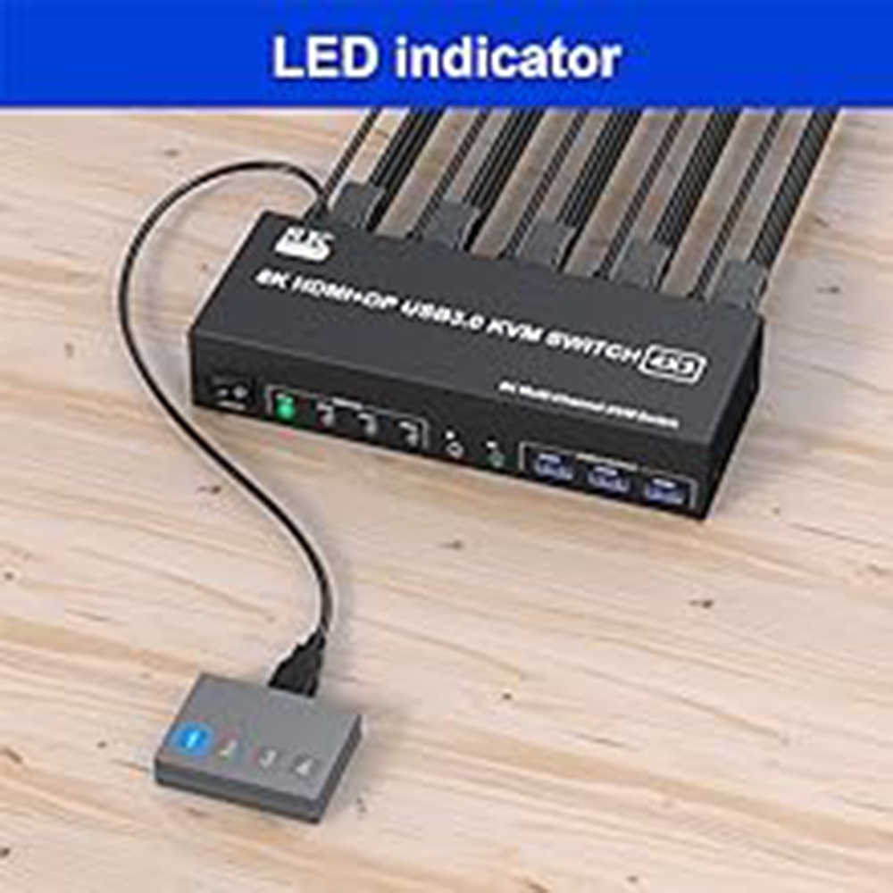 LED Indicator When switching to which PC, the LED will tell you whether PC1 or PC2 or PC3 or PC4 is