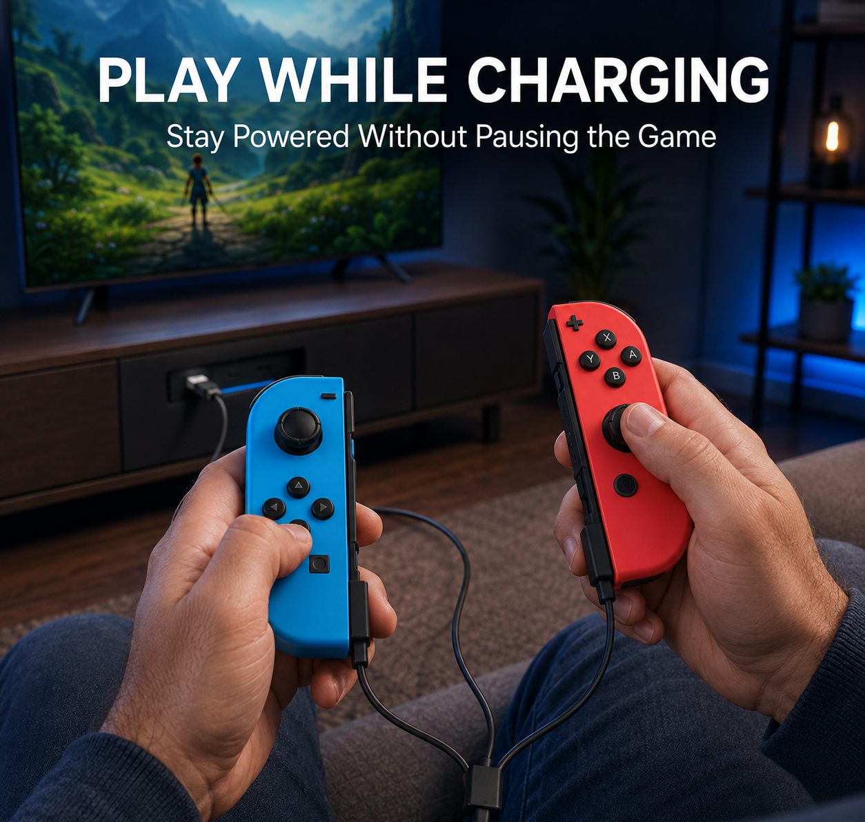 play while charging, Joy-Con charge and play cable