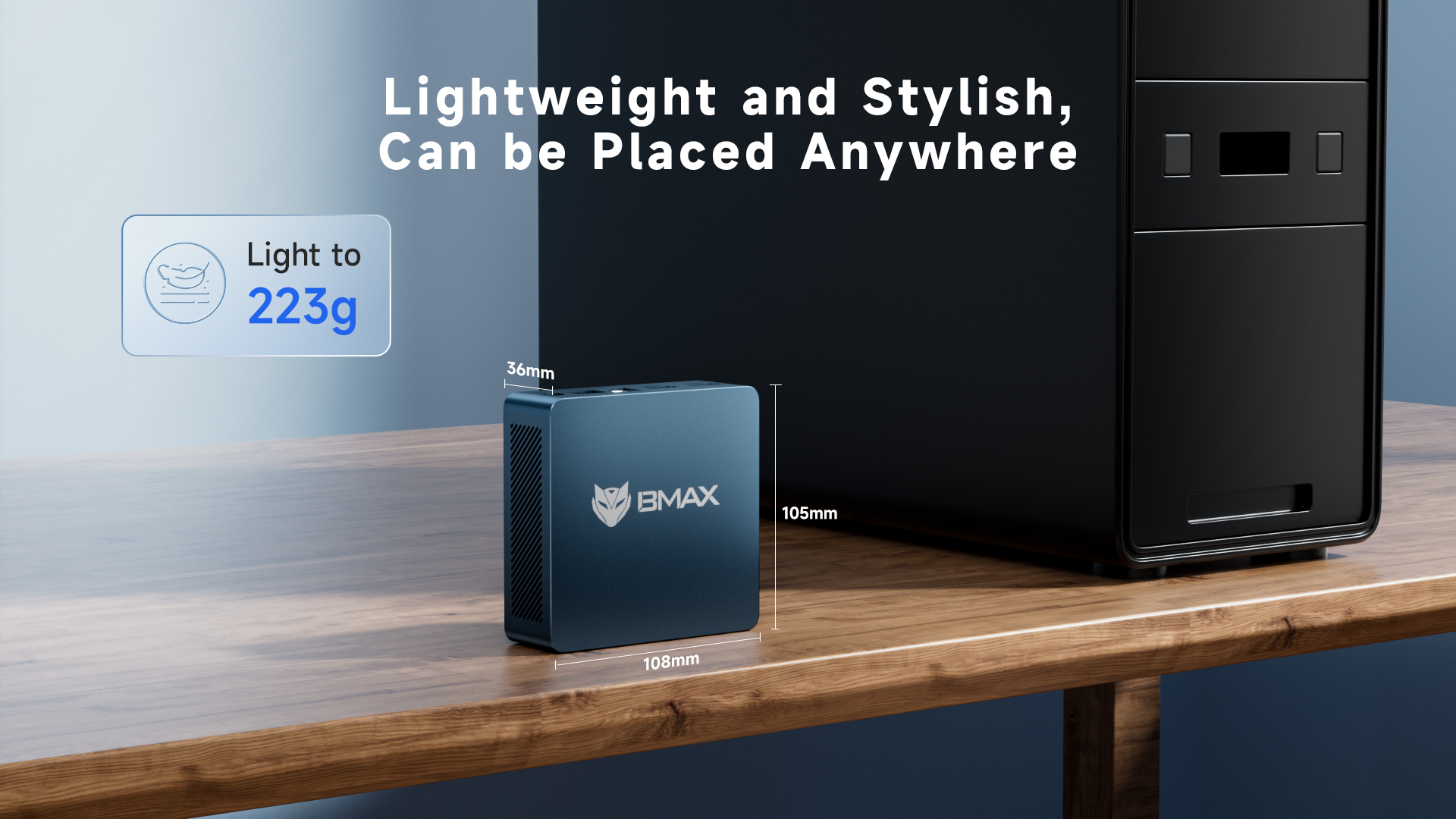 BMAX MaxMini B1 Plus New lightweight Mini PC weighing approximately 223g for portable desktop comput