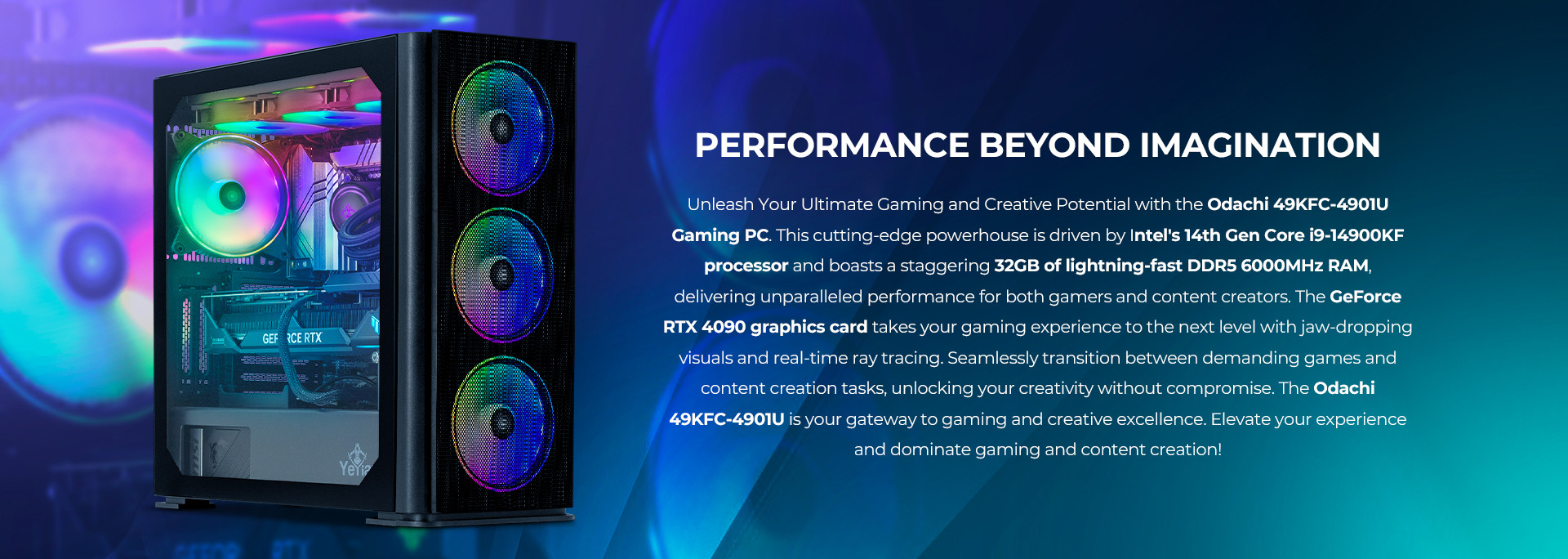  YEYIAN ODACHI Intel 13th Gen VR PC Gaming,i9 13900KF 5.80 GHz  Desktop Computer,RTX 4090 24GB, 32GB DDR5 RAM,2TB SSD,2TB HDD,Z790  Mobo,360mm AIO Liquid Cooled,Win 11 Home,7 ARGB Fans,1000W Platinum PSU 