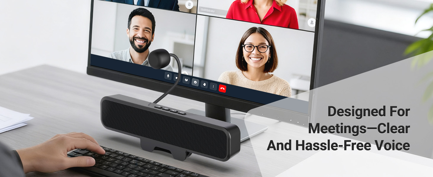With a innovative 1-inch clip that easily attaches to your monitor, this speaker saves valuable desk