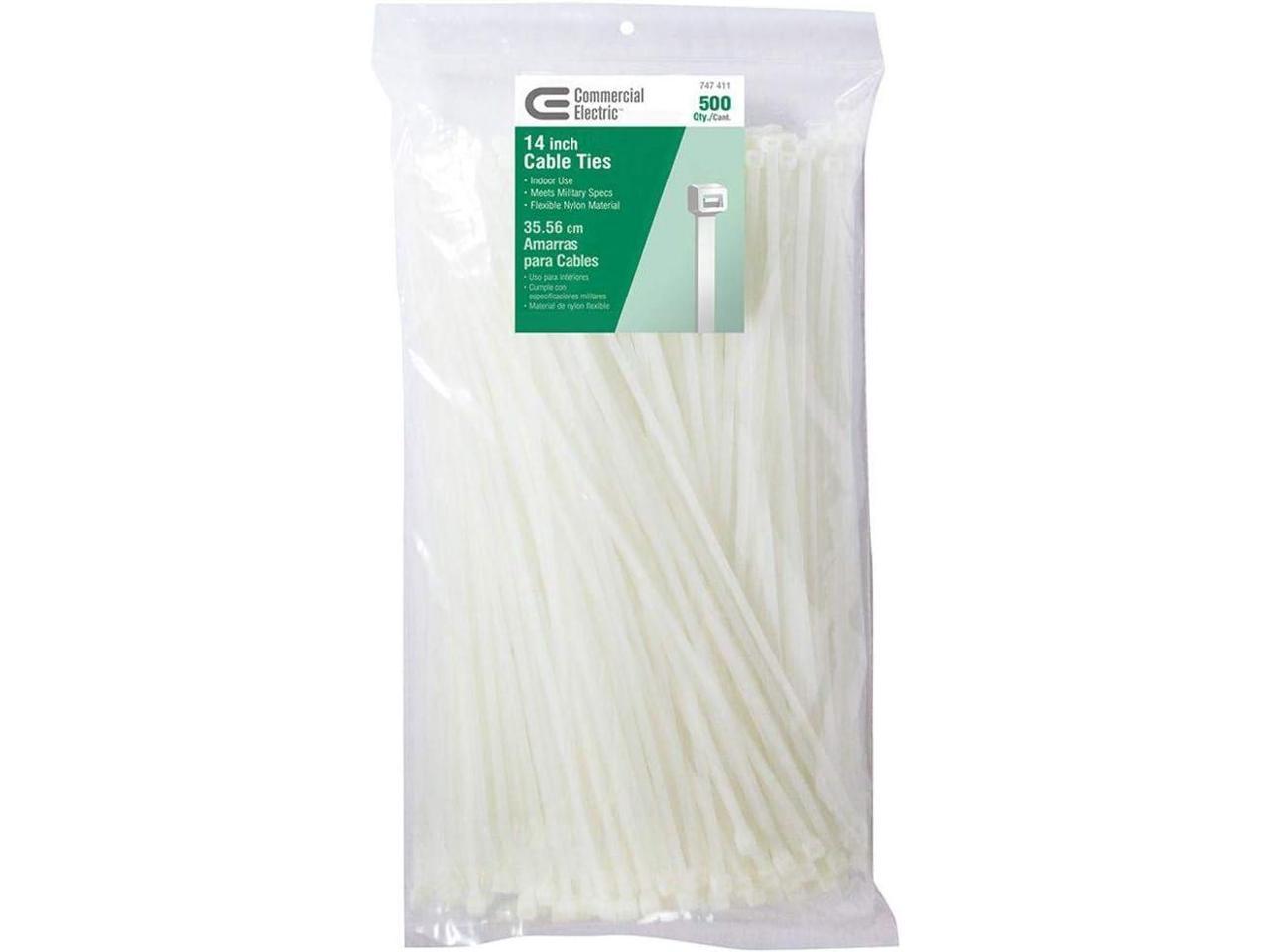 Commercial Electric 14 in. Cable Tie - Natural (500-Pack)