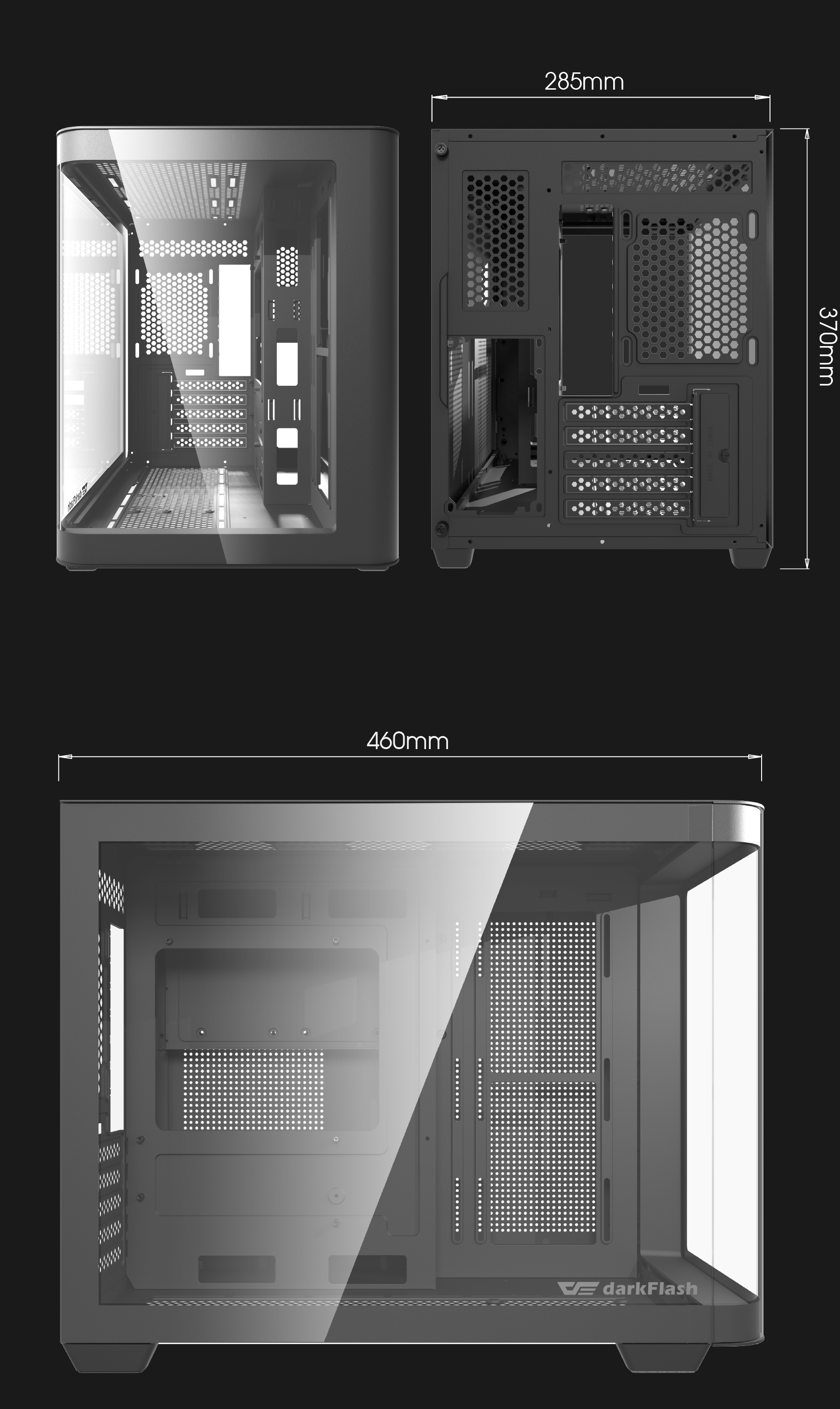 darkFlash DPW90M,Micro-ATX PC Gaming Case,3×Pre-Installed ARGB PWM Fans