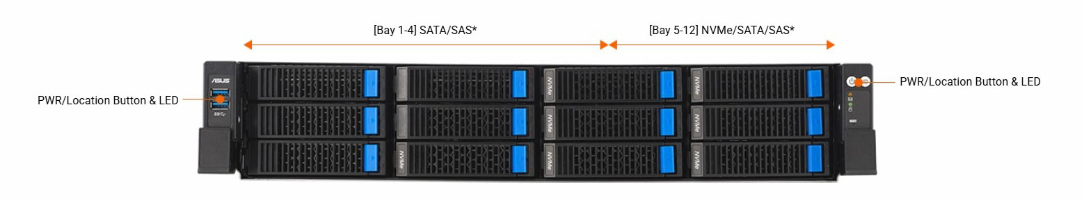 ASUS RS720A-E13-RS12U-2.7KW10G 2U Dual Socket Rackmount Server