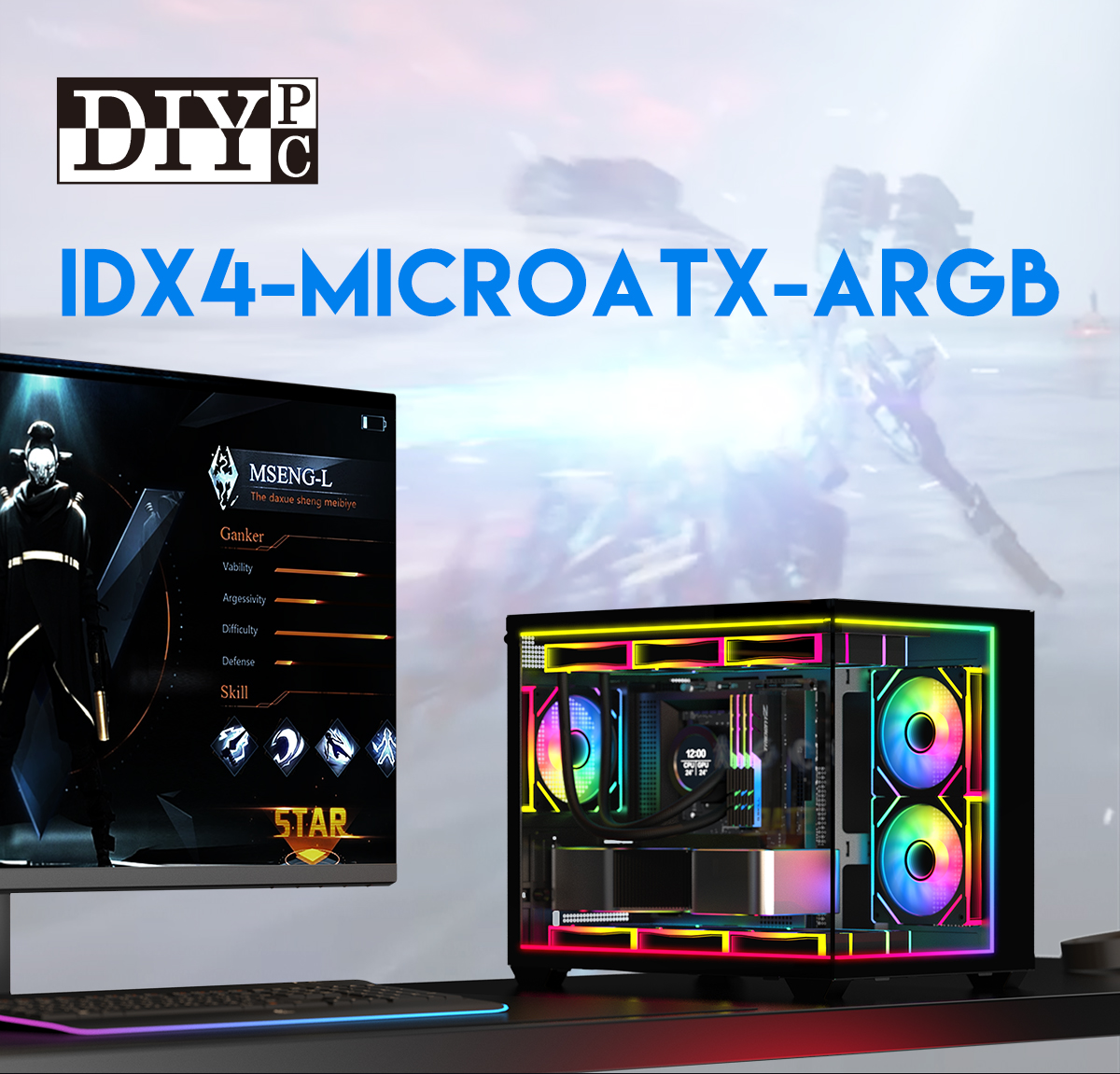 DIYPC IDX4-MicroATX-ARGB Black Micro ATX Gaming Computer Case