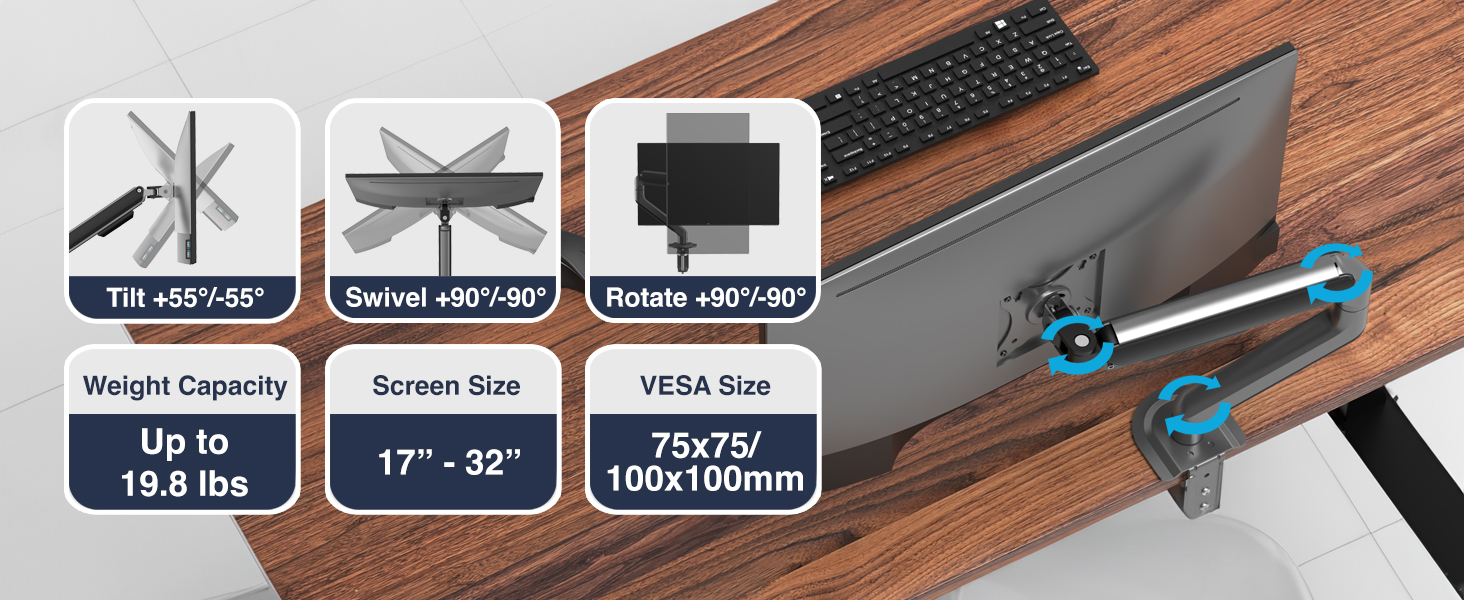 Desky Single Spring Eco Monitor Mount