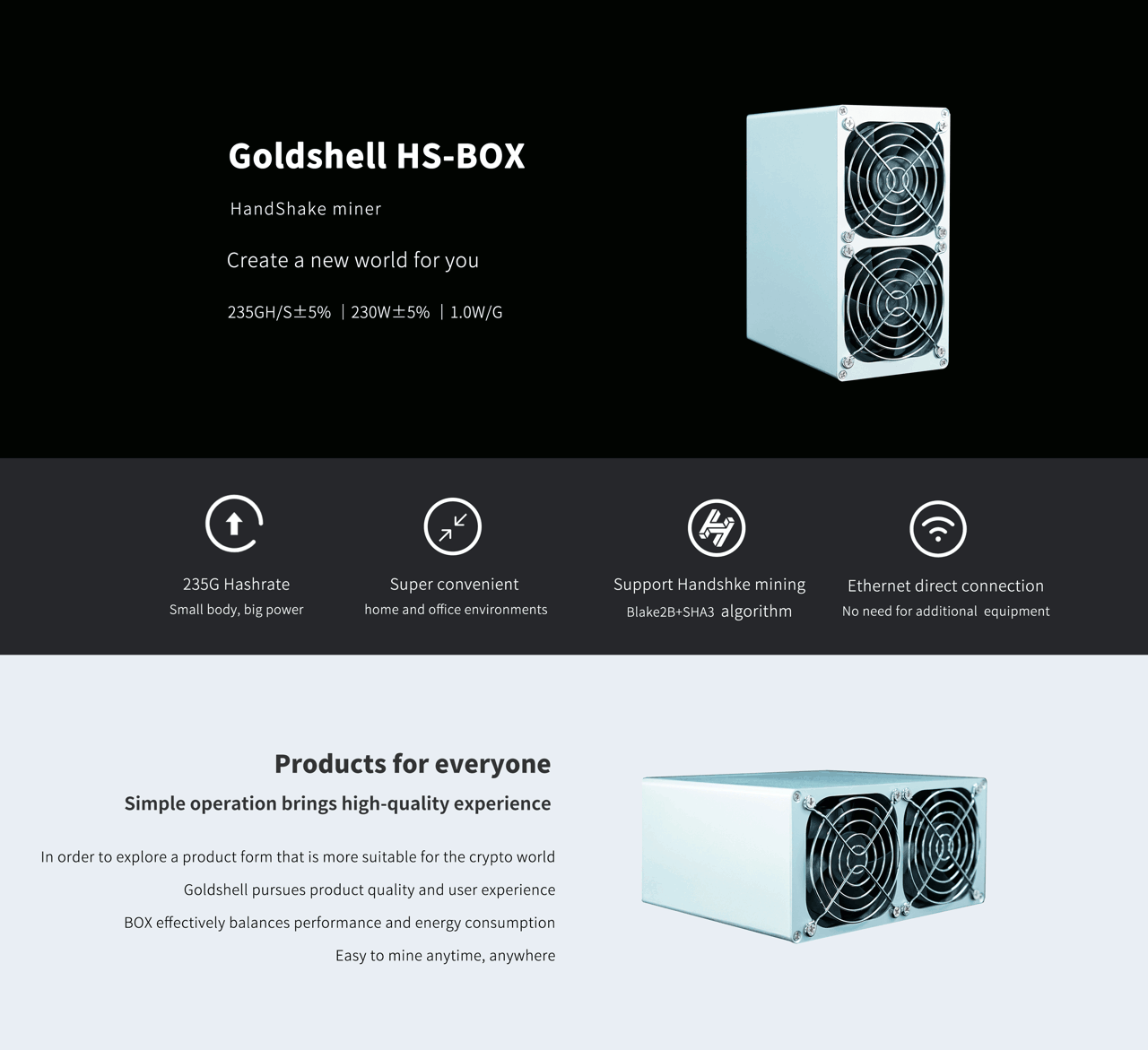 Goldshell HS-BOX Miner Handshake Miner  Mining Machine Asic Miner Better than Bitmain Antminer L3 L7