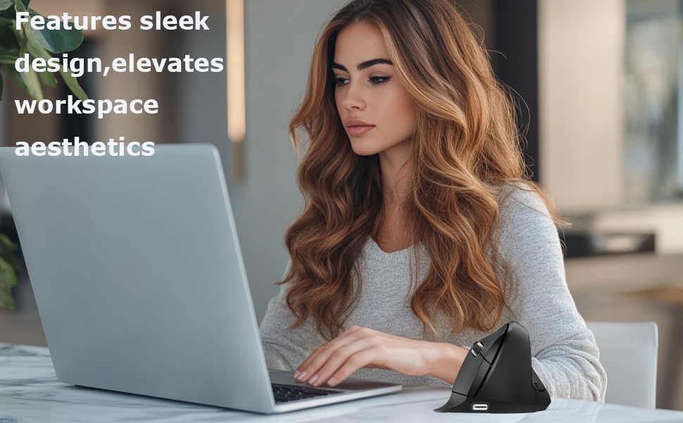 Wireless Mouse Ergonomic (Bluetooth + USB) Dual Mode Vertical Silent Portable Multi Device Ergo Upri