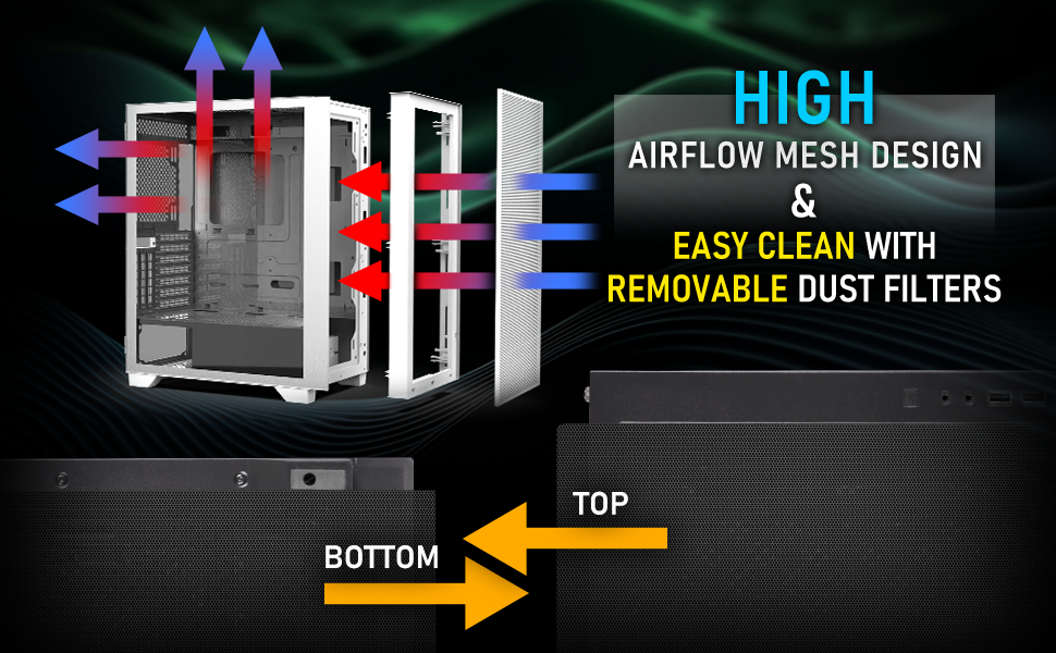 BitFenix Flow Mesh 4 ARGB Fans, High Airflow PC Gaming Case
