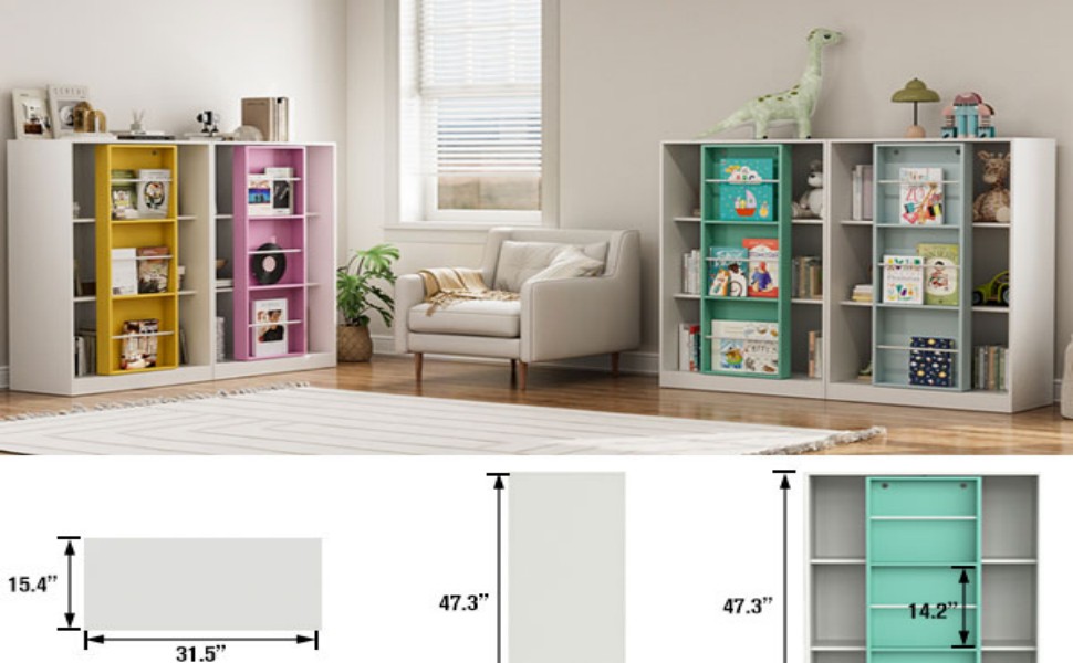 Bookcase with Sliding Storage Shelf