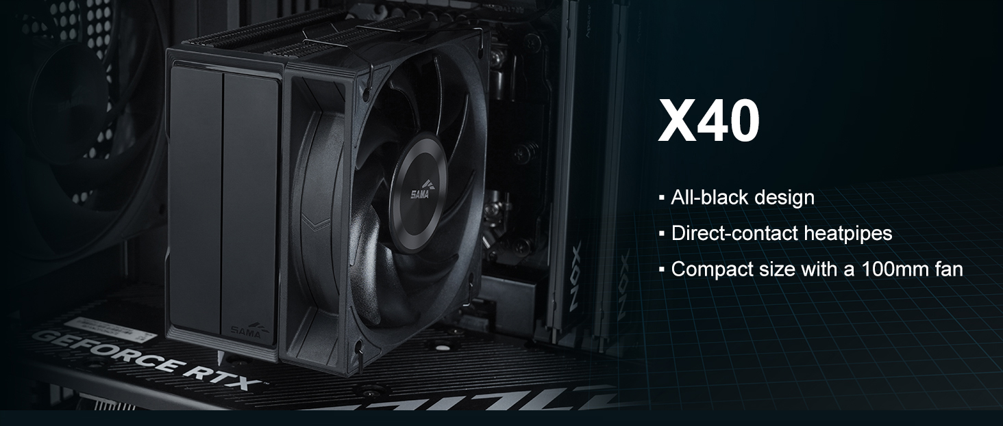 SAMA X40 Single-Tower CPU Air Cooler Black