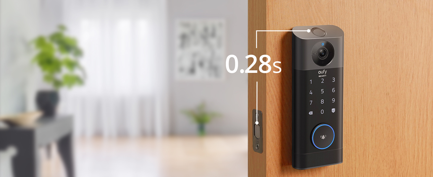 Anker eufy S330 Video Smart Lock Wi-Fi Camera Doorbell Fingerprint Keyless  Entry Door Lock 