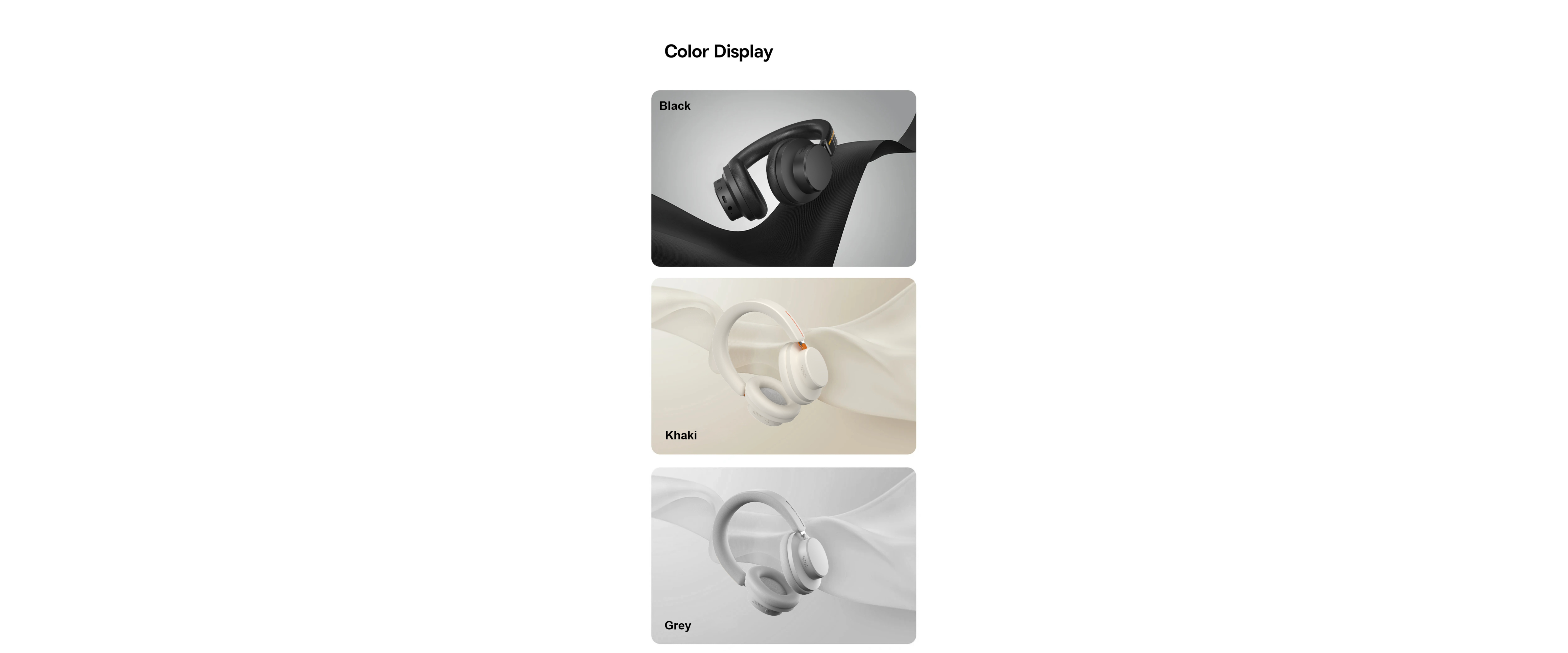 Color options, black, khaki, grey, over-ear bluetooth headphones