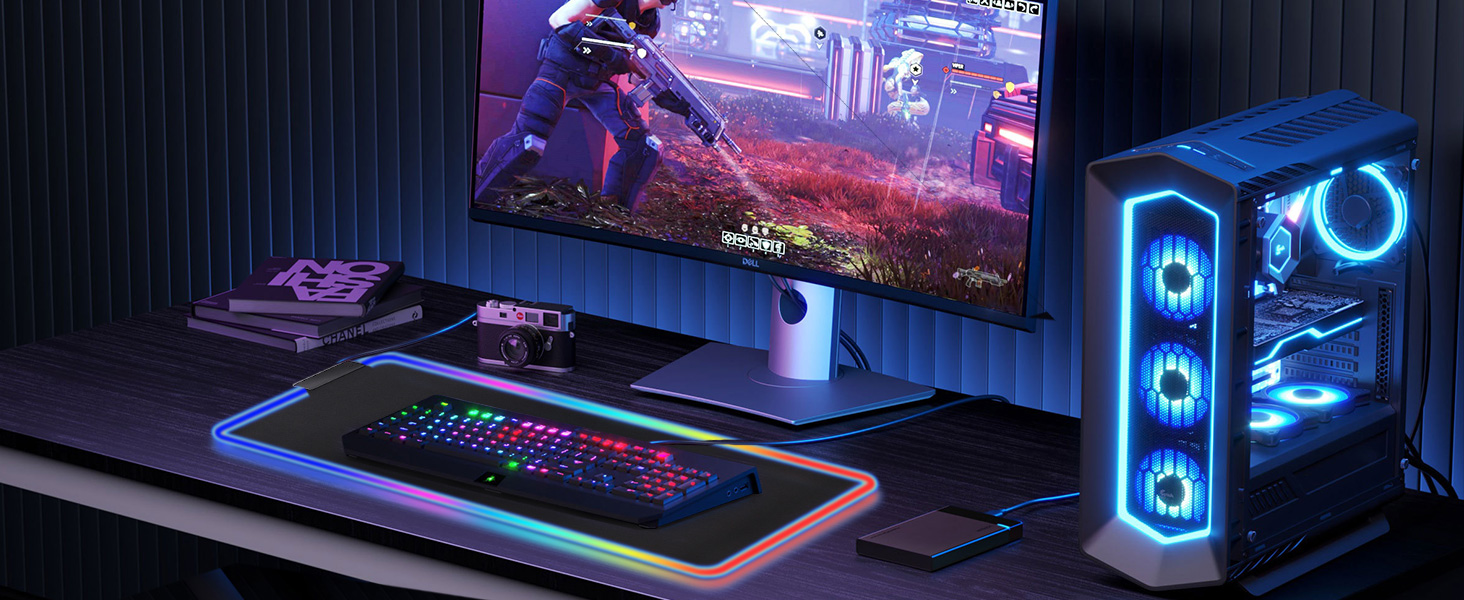 Our gaming mouse pad with usb hub boasts an anti-slip rubber base, ensuring steadfast stability duri