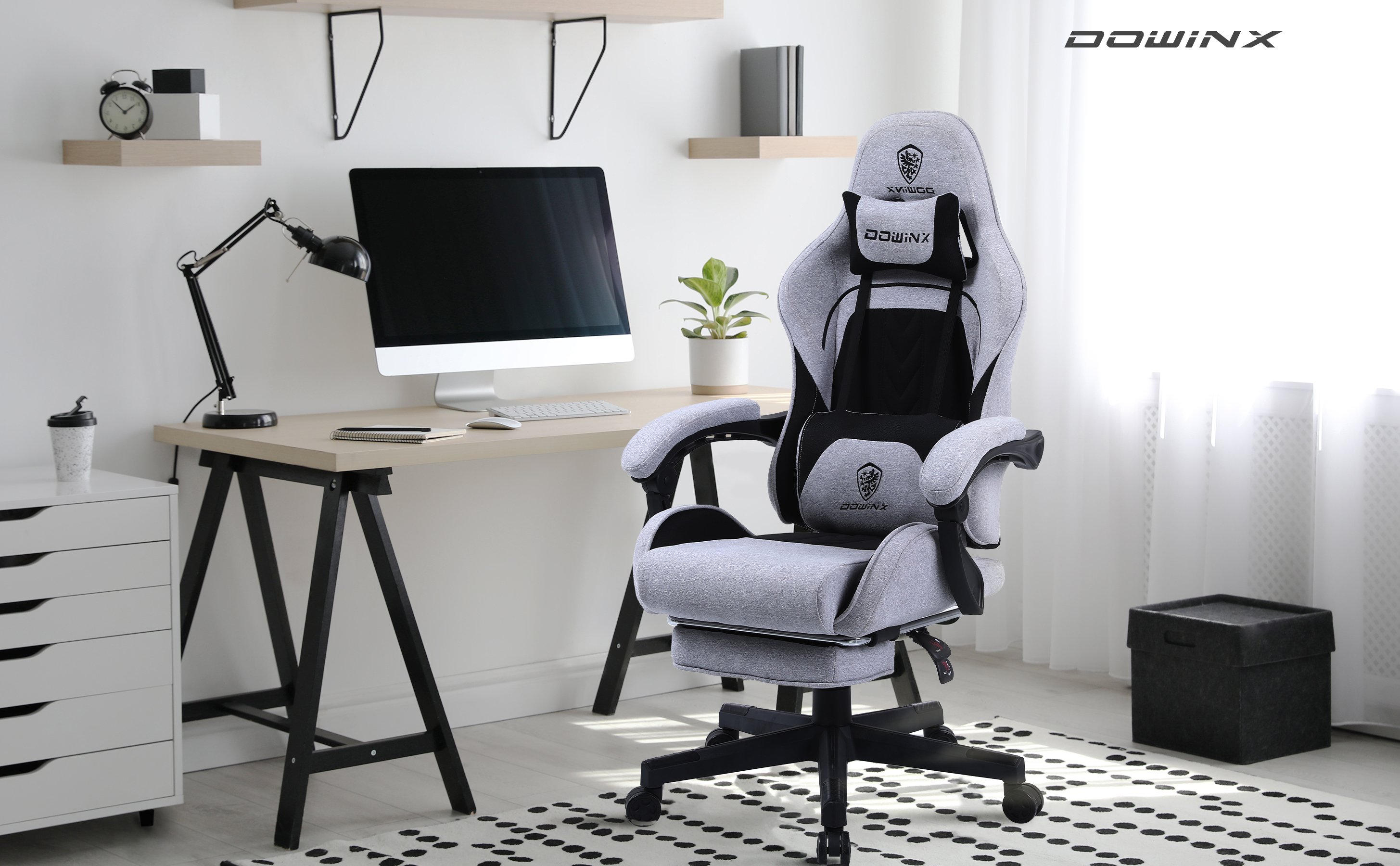 Dowinx Gaming Chair Breathable Fabric Office Chair with Pocket